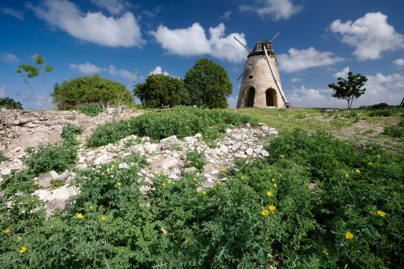 The restored sugar mill at Betty's Hope
