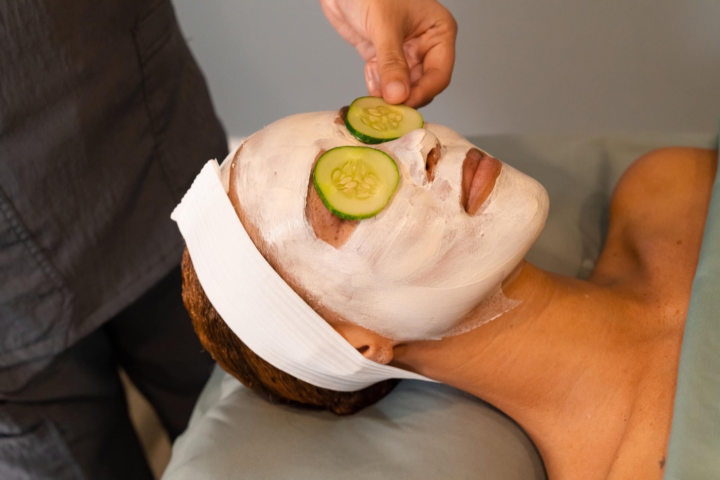 A guest enjoying a facial treatment