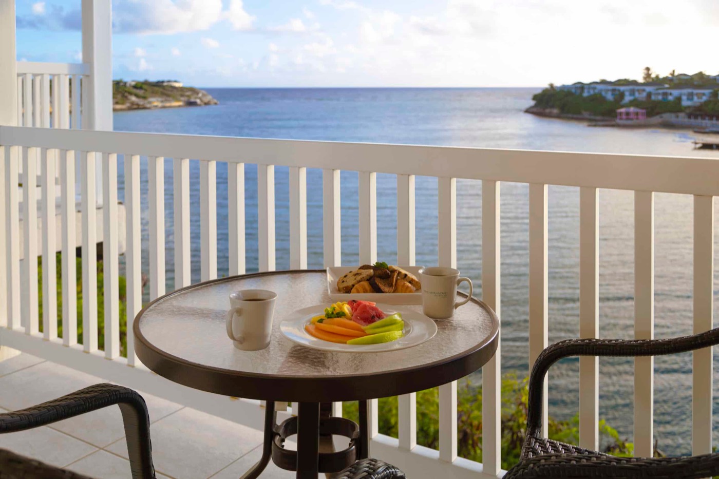 Breakfast on a waterfront verandah overlooking the sea